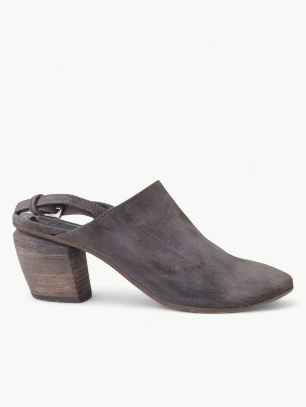 OFFICINE CREATIVE Italy Severine Slingback Mule Gray Suede Heel Pointed Boho 9.5